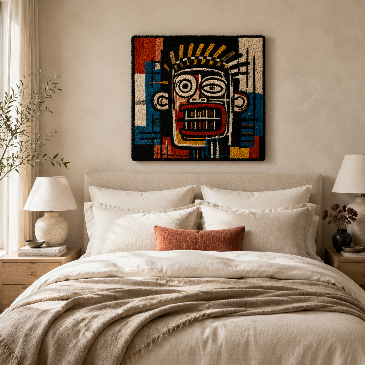 Hewn Earth Copper City Mask wall art featuring a detailed copper-toned cityscape design on a neutral background.