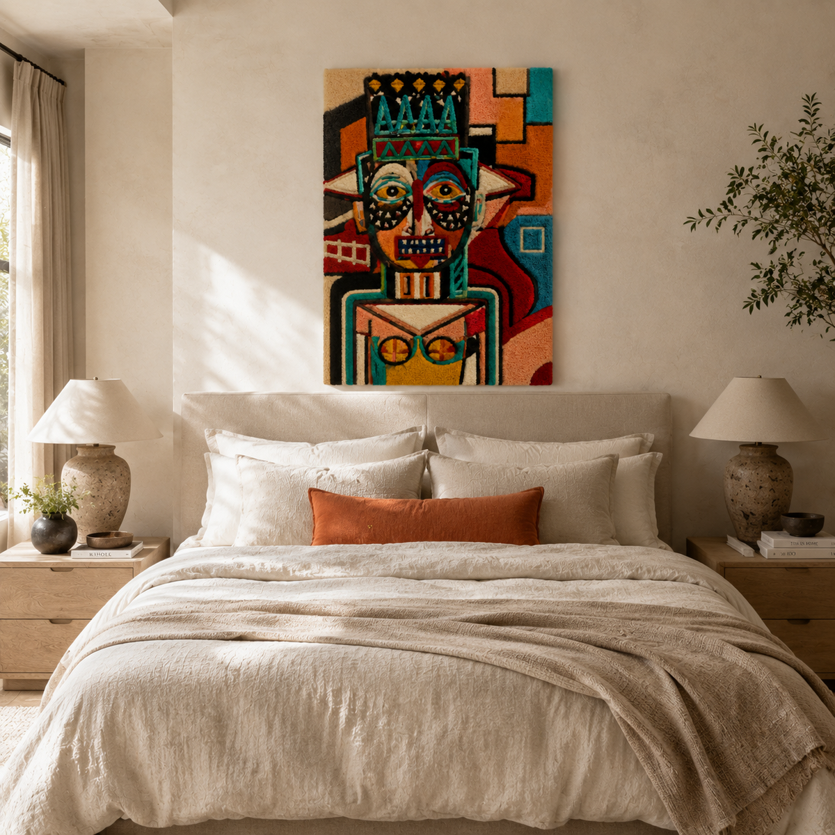 Turquoise Bone Oracle wall art by Hewn Earth featuring intricate bone design on a vibrant turquoise background.