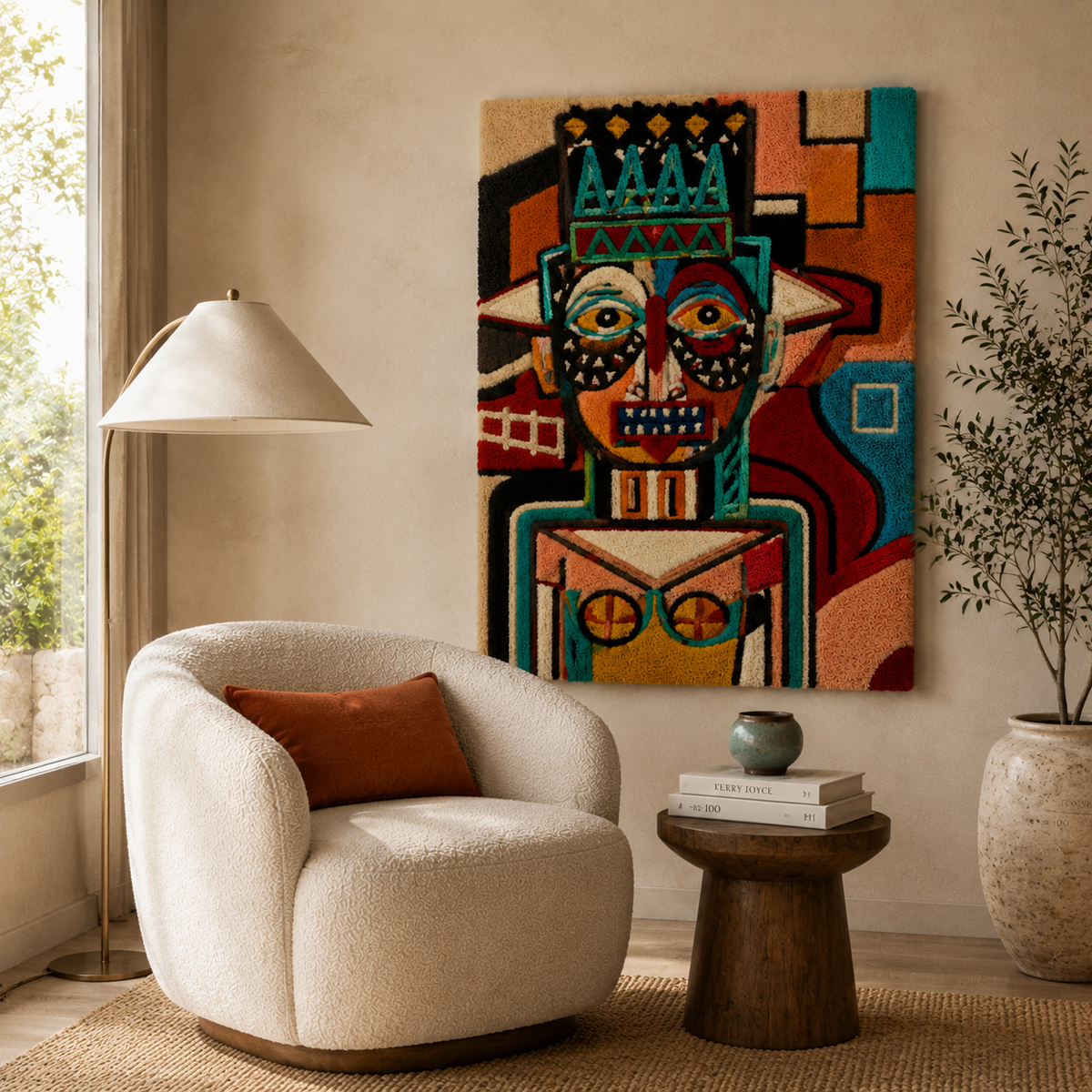 Turquoise Bone Oracle wall art by Hewn Earth featuring intricate turquoise and bone design on a decorative wall hanging.