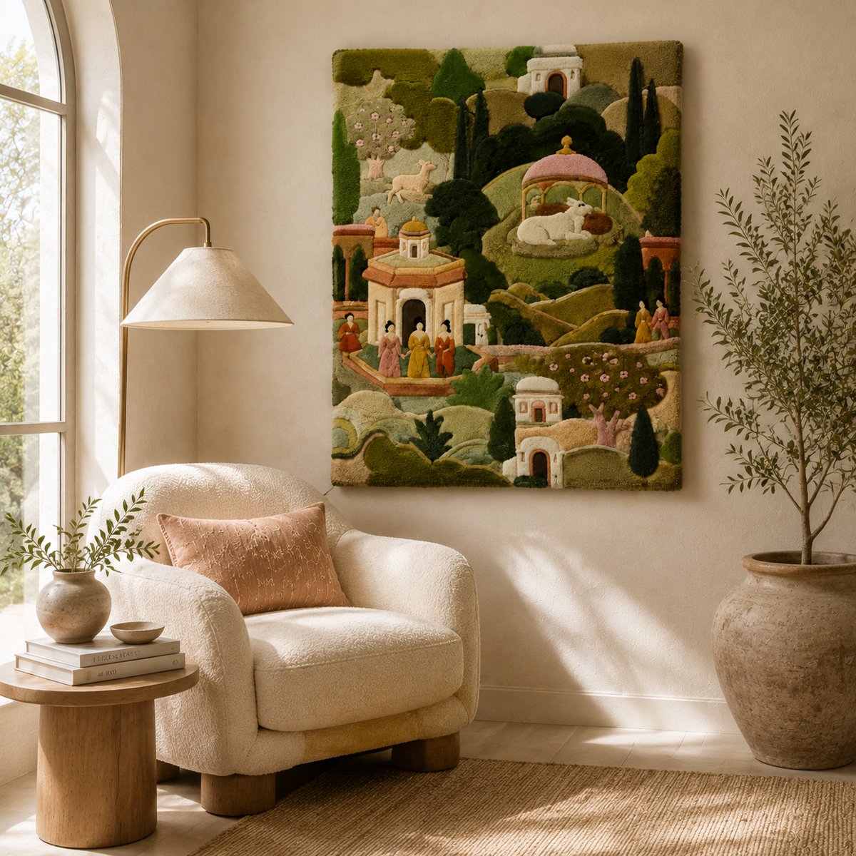 Hewn Earth Garden Citadel wall art featuring intricate design with natural earth tones and detailed sculpture.
