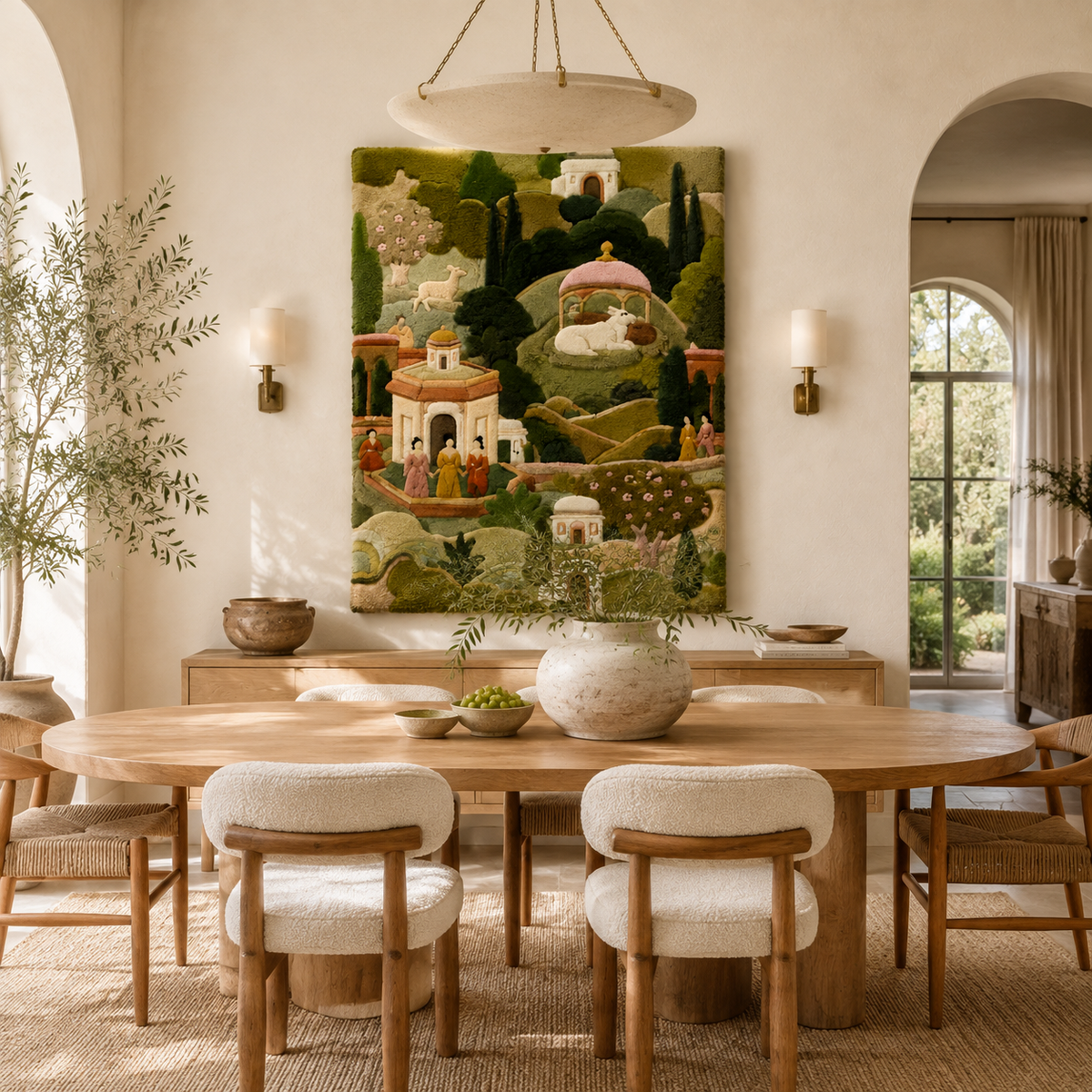 Hewn Earth Garden Citadel wall art with intricate design in earthy tones, suitable for outdoor or indoor garden decor.
