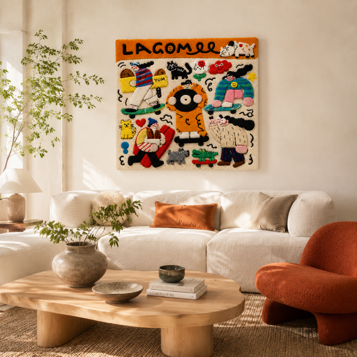 Colorful Lively Street Market wall art by Hewn Earth featuring vibrant market scene with shops and pedestrians.