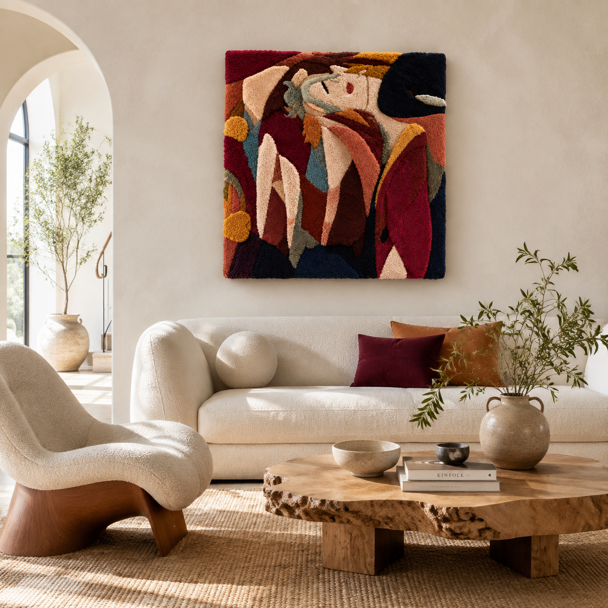 Autumn Figure Fold wall art by Hewn Earth, showcasing a folded paper-inspired autumn landscape design.