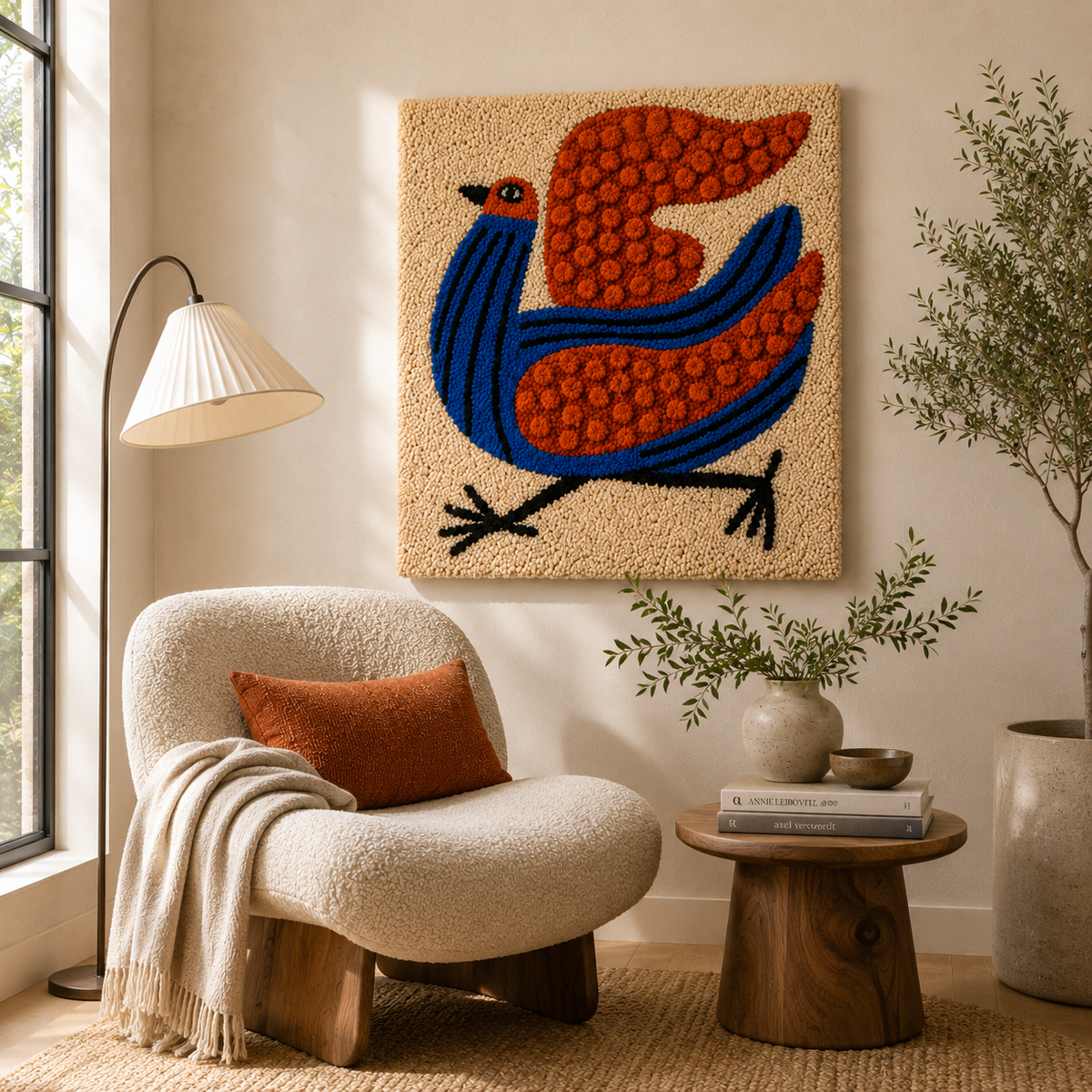 Marigold Courier wall art by Hewn Earth featuring vibrant marigold flowers in a modern botanical design.