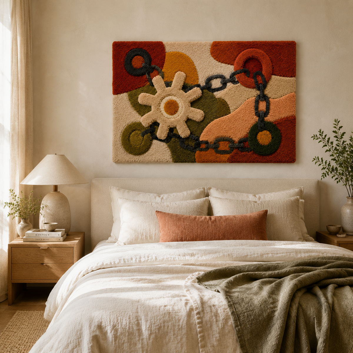 Hewn Earth Mechanical Garden wall art featuring intricate metal leaves and flowers in a nature-inspired metal sculpture design