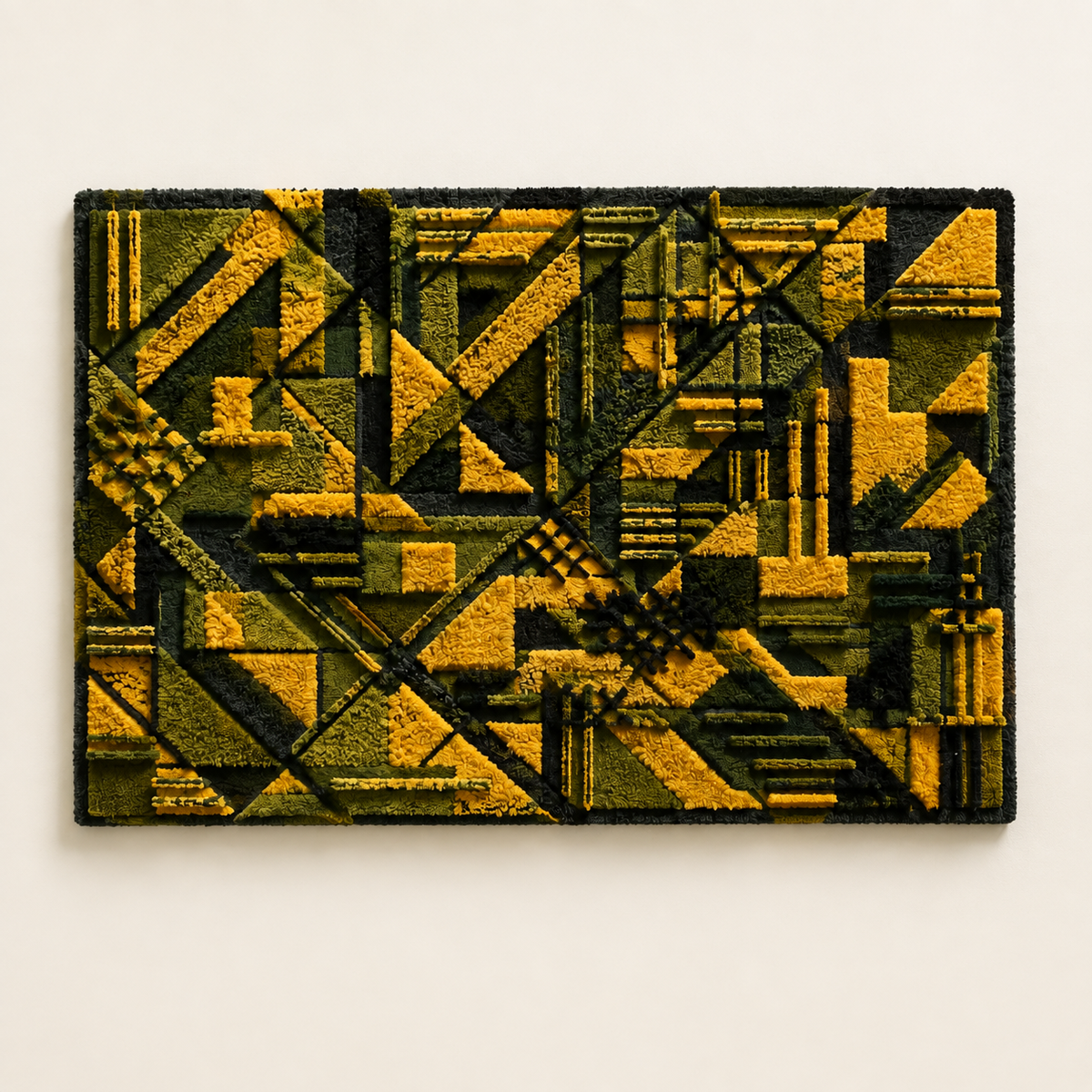 Hewn Earth Verdigris Circuit wall art featuring abstract green and blue patina design on a rectangular canvas.