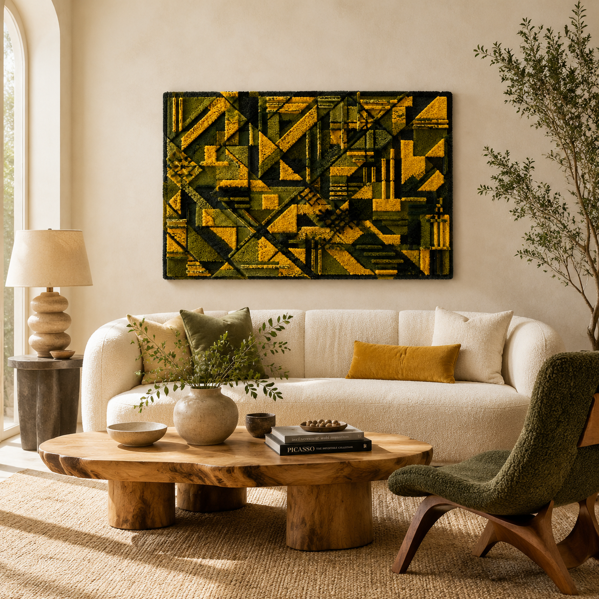 Hewn Earth Verdigris Circuit wall art featuring a metal-inspired abstract design in shades of green and blue.