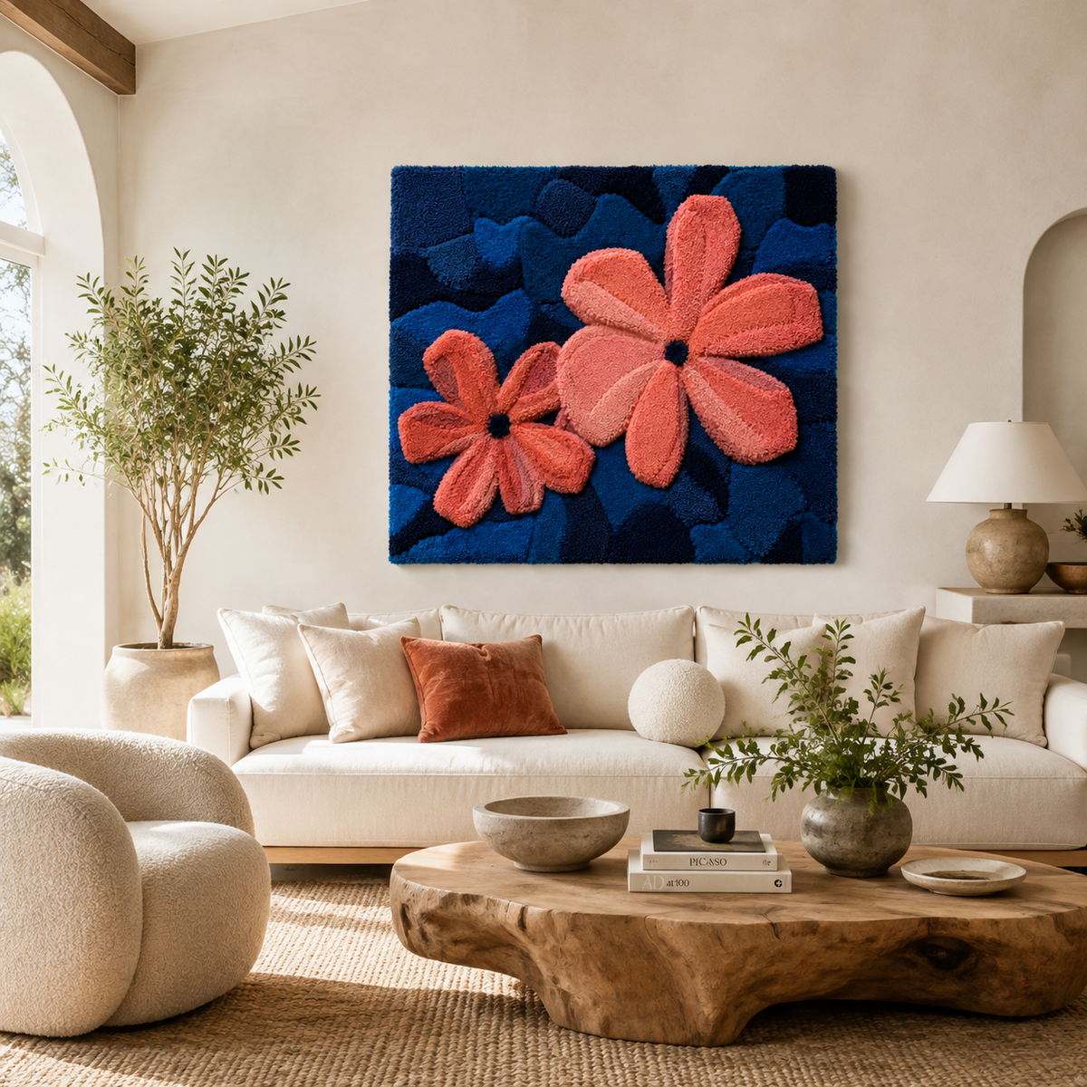 Hewn Earth Midnight Petals wall art featuring dark floral design on a canvas or framed display.