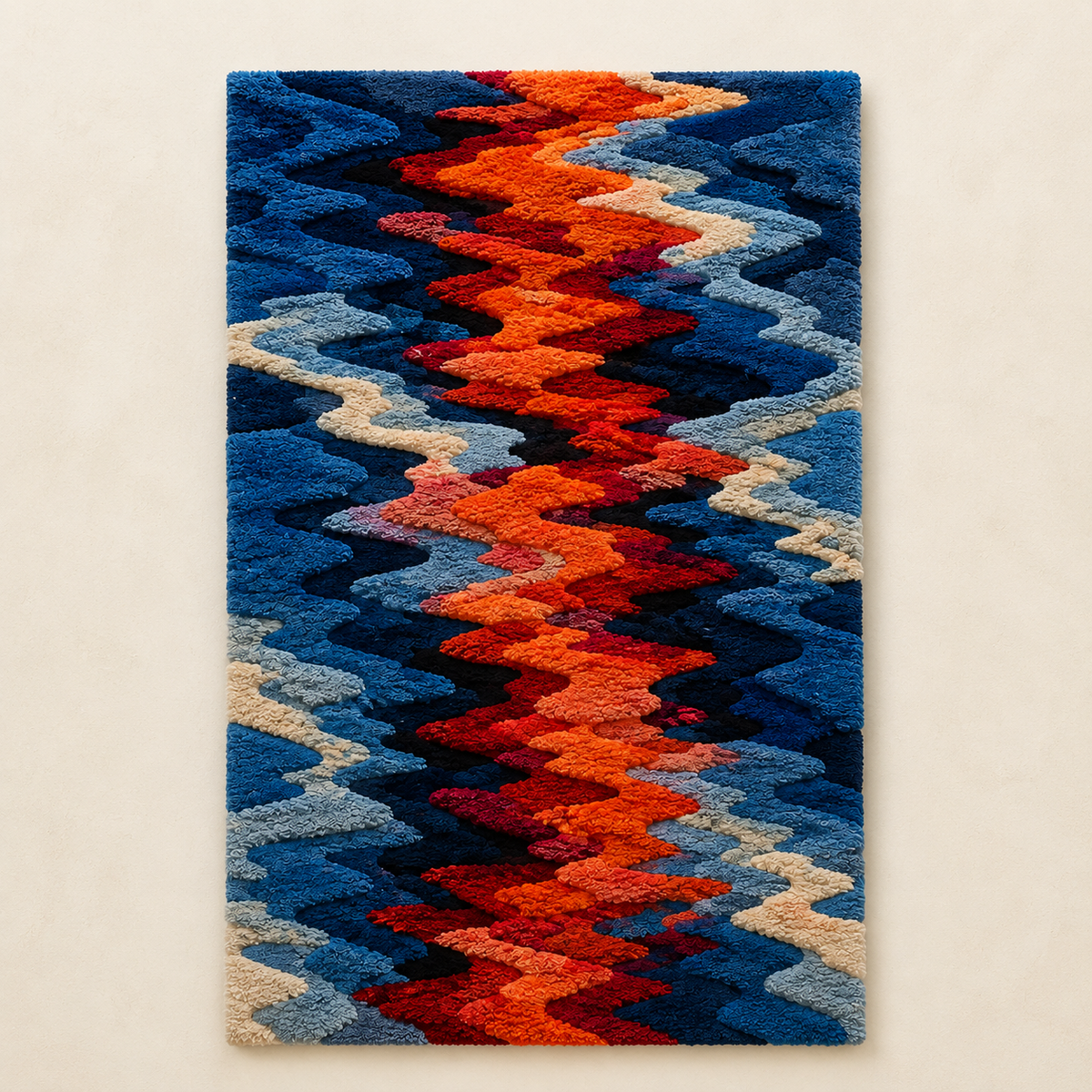 Hewn Earth Tidal Zigzag wall art featuring a modern zigzag design on a light background, suitable for contemporary home decor.