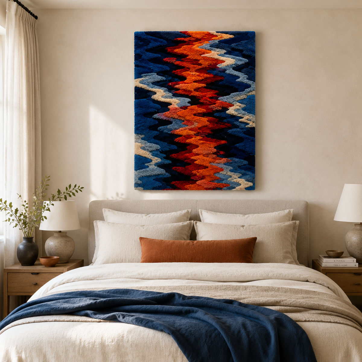 Hewn Earth Tidal Zigzag wall art featuring intricate zigzag design on textured surface for modern home decor.