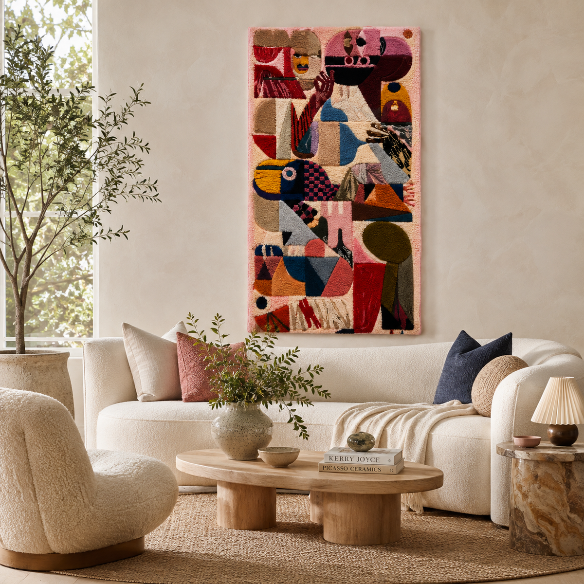Colorful Paper Carnival wall art by Hewn Earth featuring vibrant paper craft decorations for festive home decor.