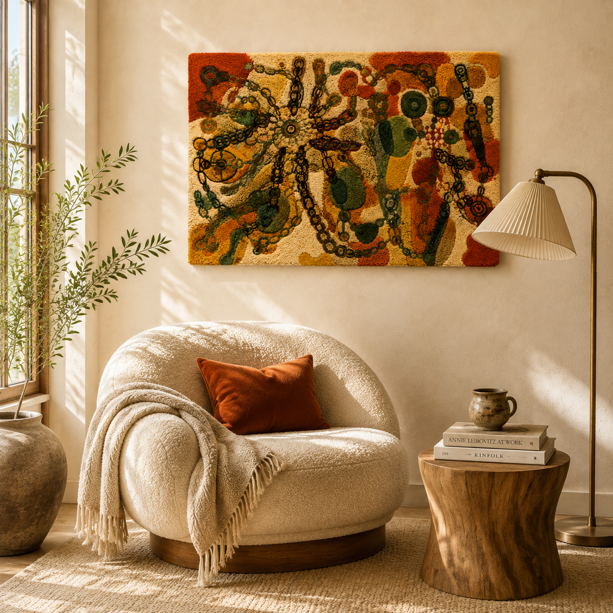 Golden Reliquary wall art by Hewn Earth featuring intricate gold-toned design on textured background.