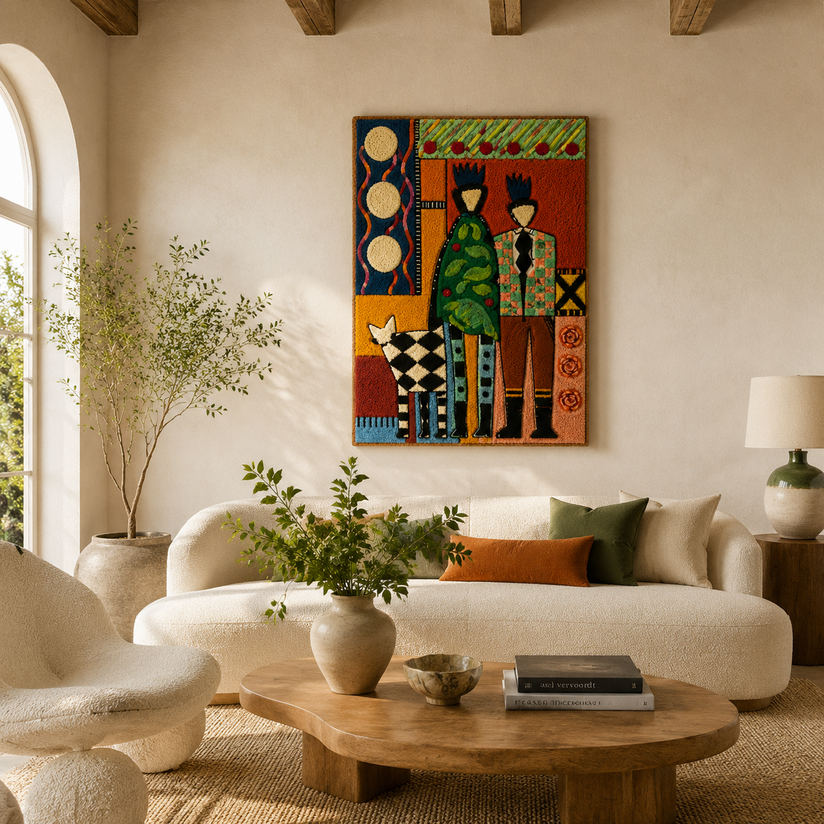 Hewn Earth Moonlit Court wall art featuring a serene moonlit landscape scene on textured canvas.