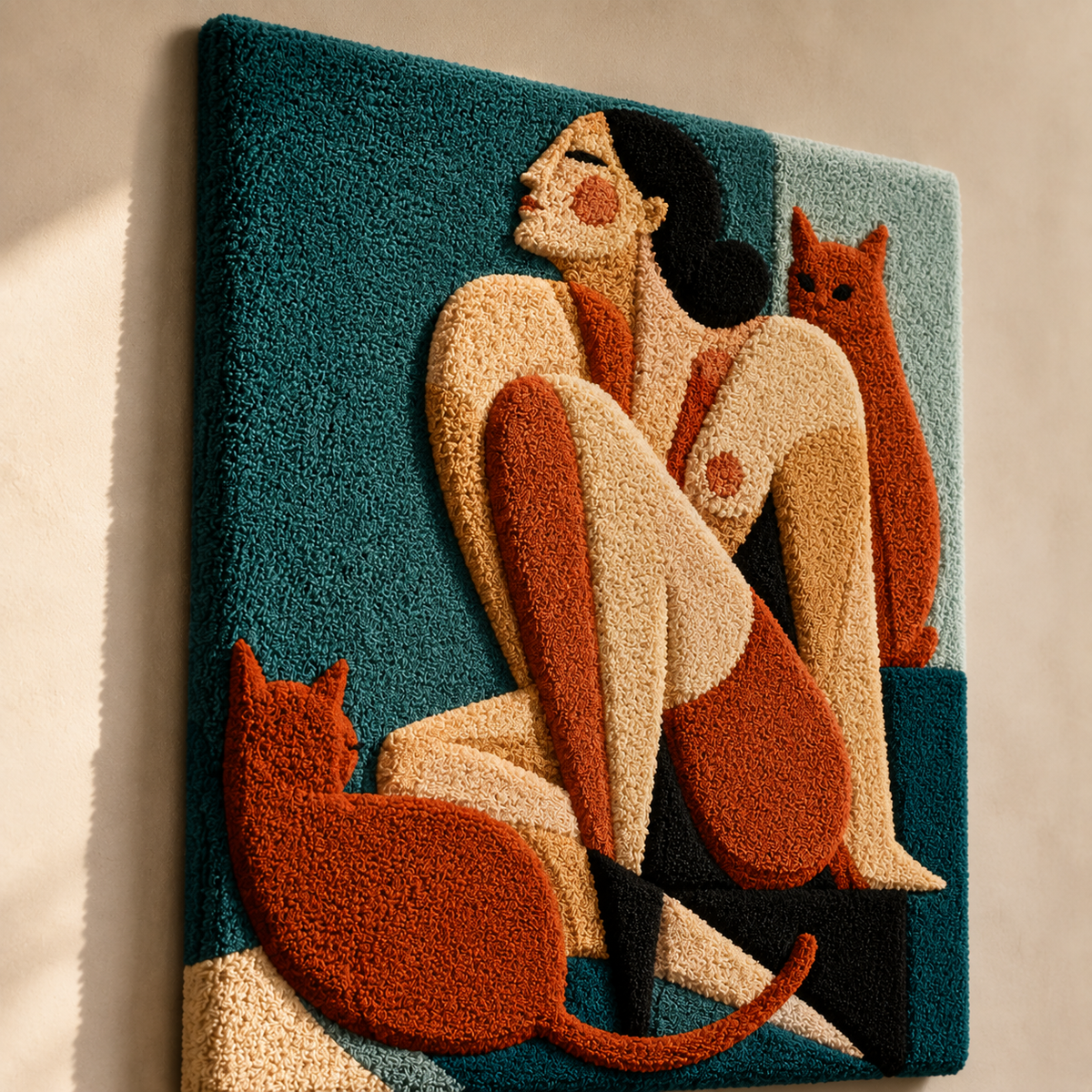 Three red foxes wall art by Hewn Earth featuring vibrant red fox illustrations on a neutral background.