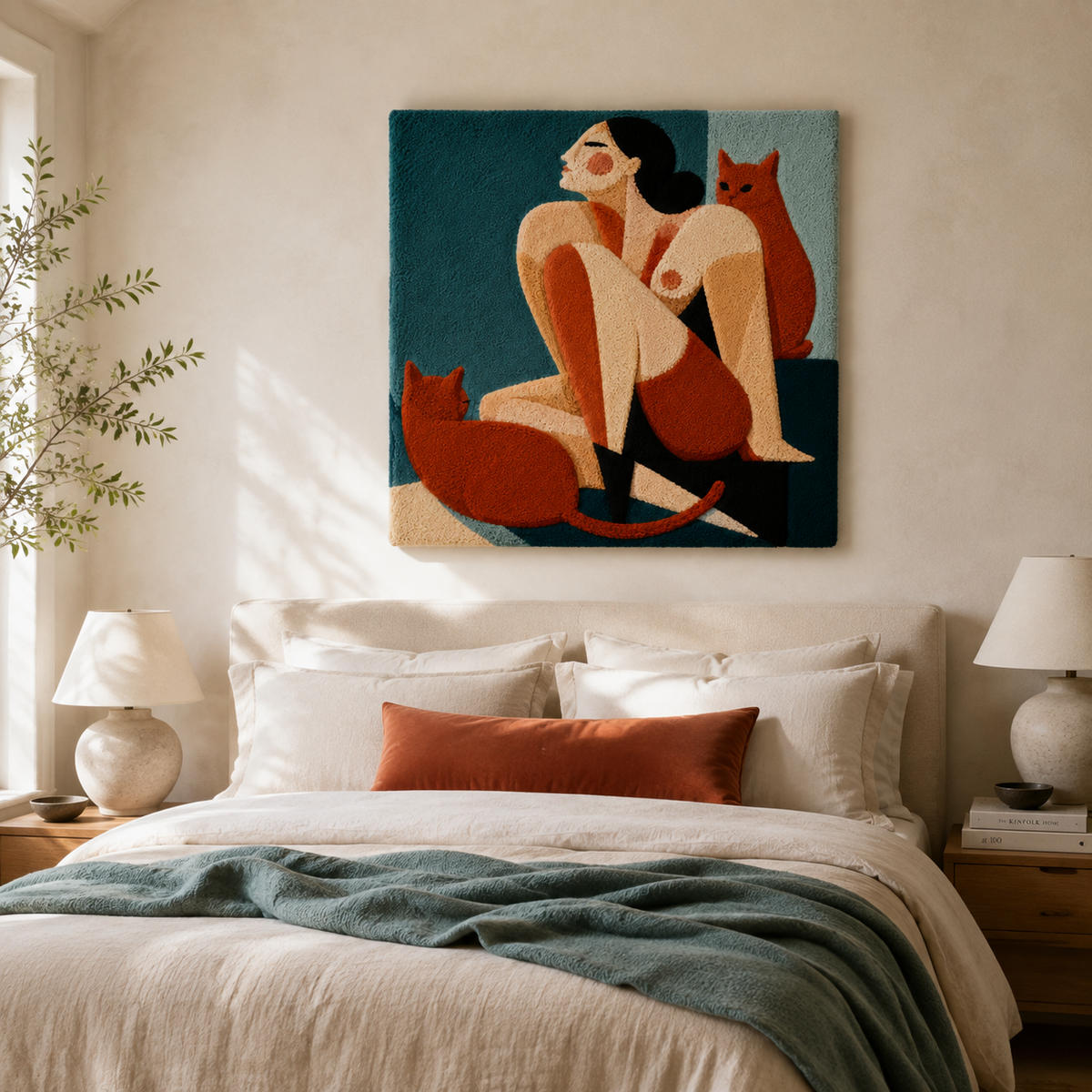 Three red foxes wall art by Hewn Earth featuring vibrant, detailed fox illustrations on a neutral background.