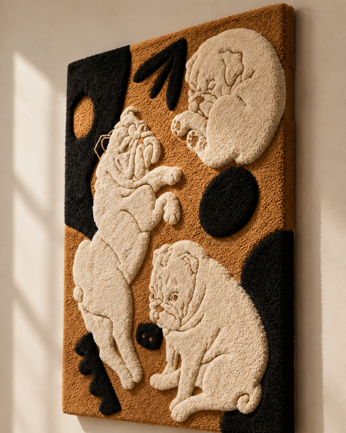 Night Garden Dogs wall art by Hewn Earth, featuring a peaceful nighttime scene with dogs in a lush garden setting.