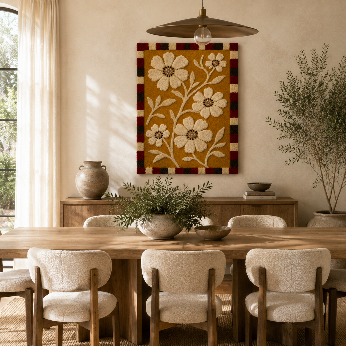 Gingham Daisies wall art by Hewn Earth featuring a floral design with daisies and gingham pattern on a colorful background