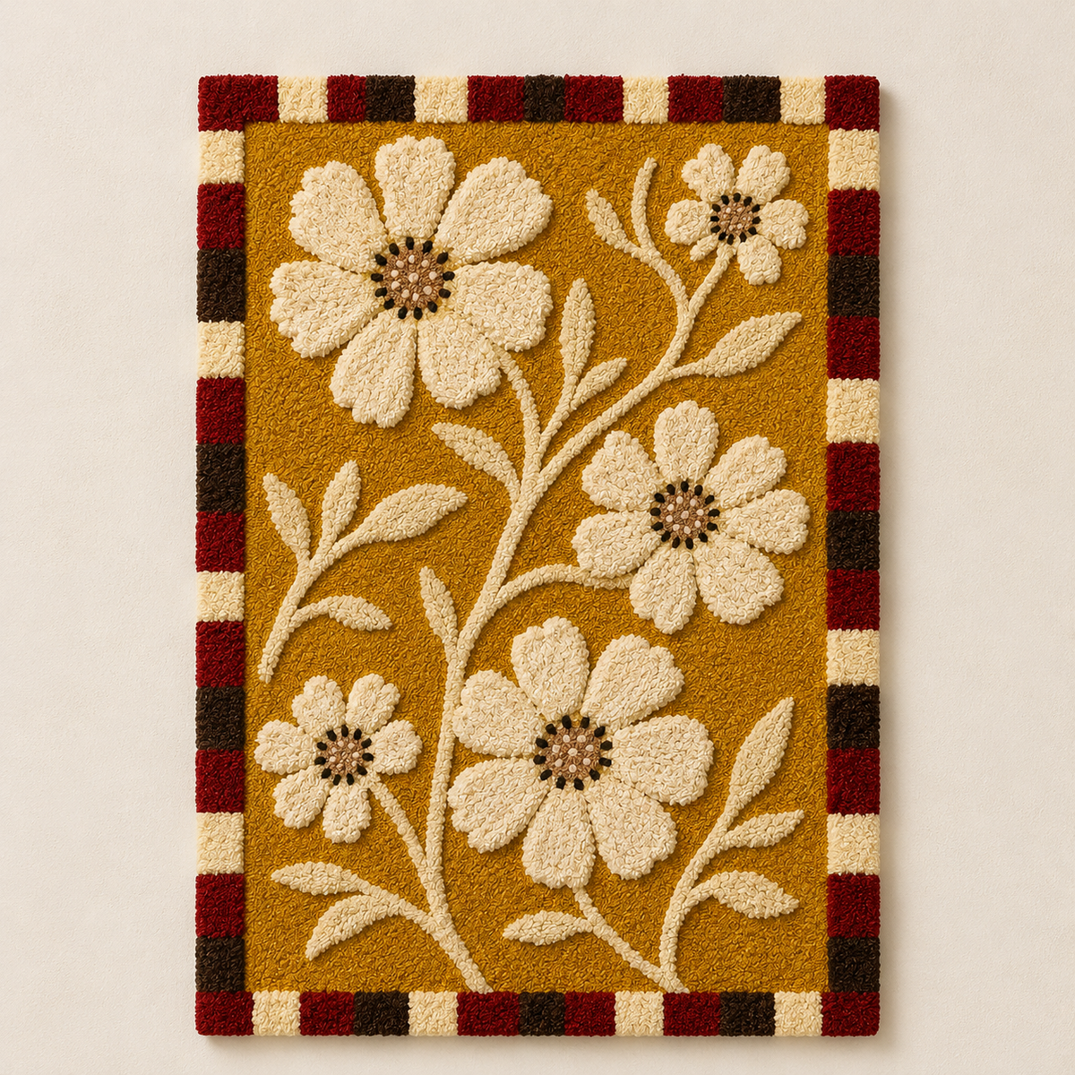 Gingham Daisies Wall Art by Hewn Earth featuring a floral design with daisies and gingham pattern in soft colors.