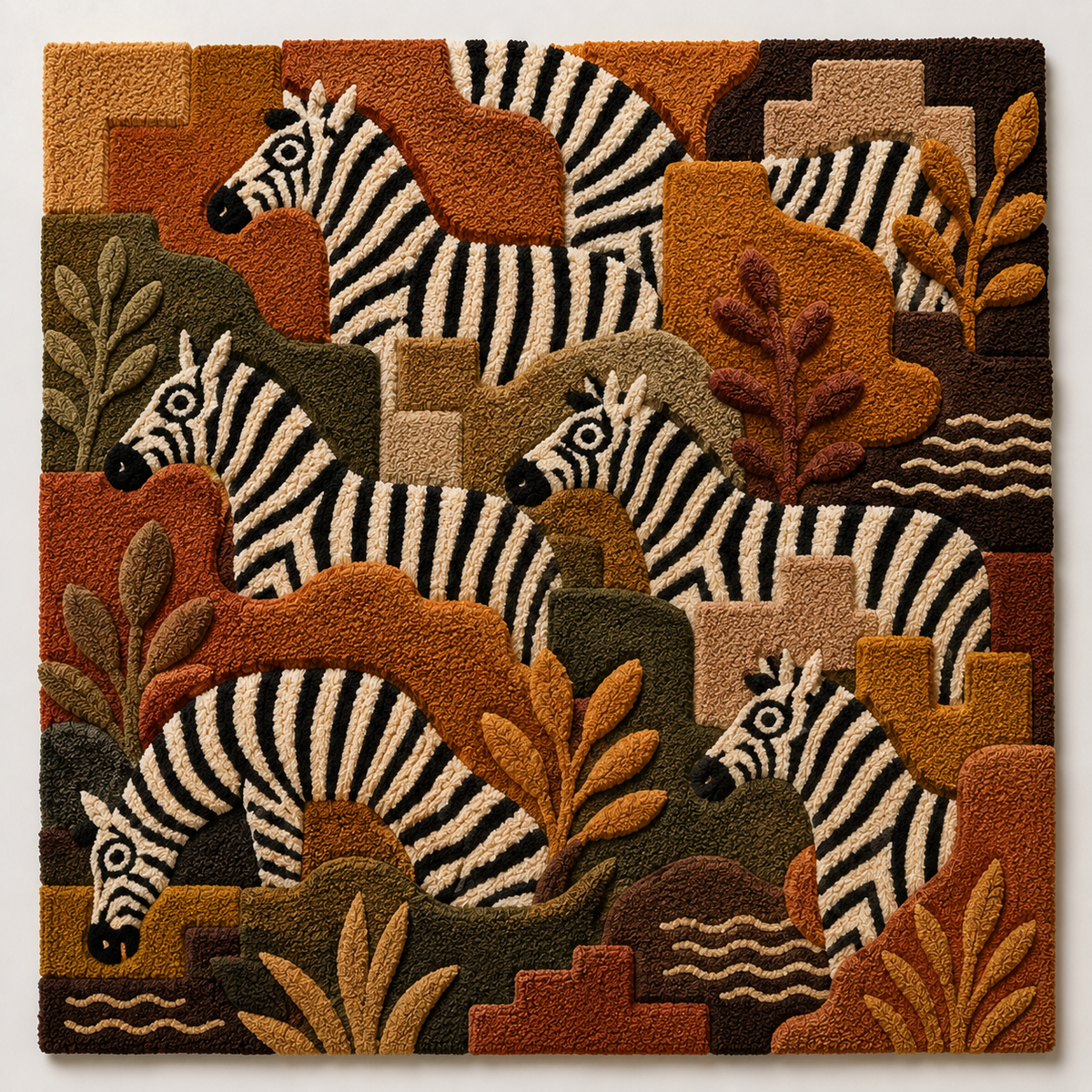Hewn Earth Zebra Grove wall art featuring a zebra design, displayed on a modern room wall.