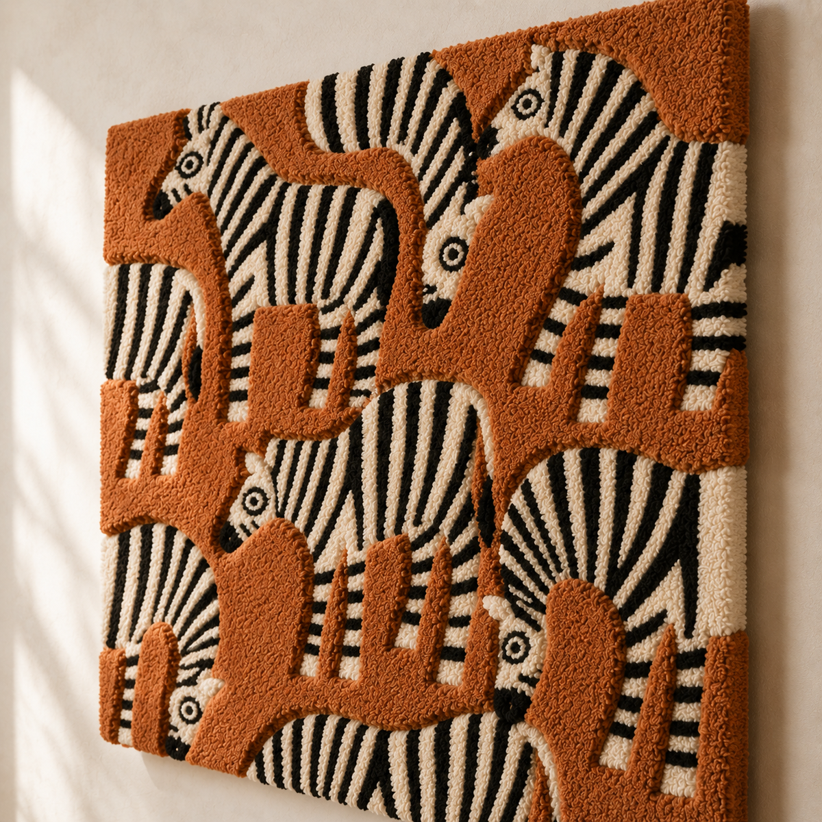 Colorful Zebra Parade wall art by Hewn Earth featuring vibrant zebra illustrations on a decorative background.