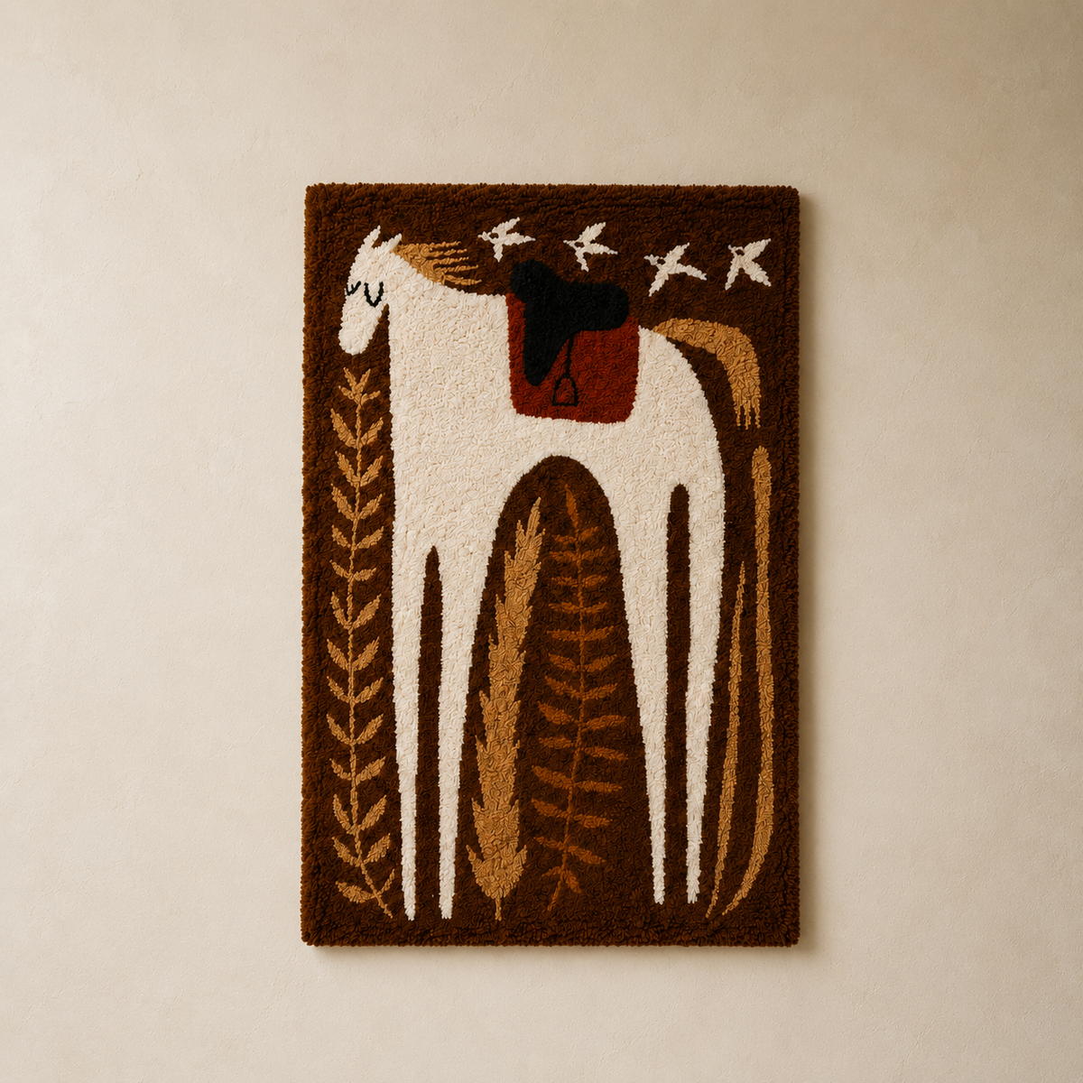 Hewn Earth Harvest Horse wall art featuring a detailed, rustic horse illustration suitable for home decor.