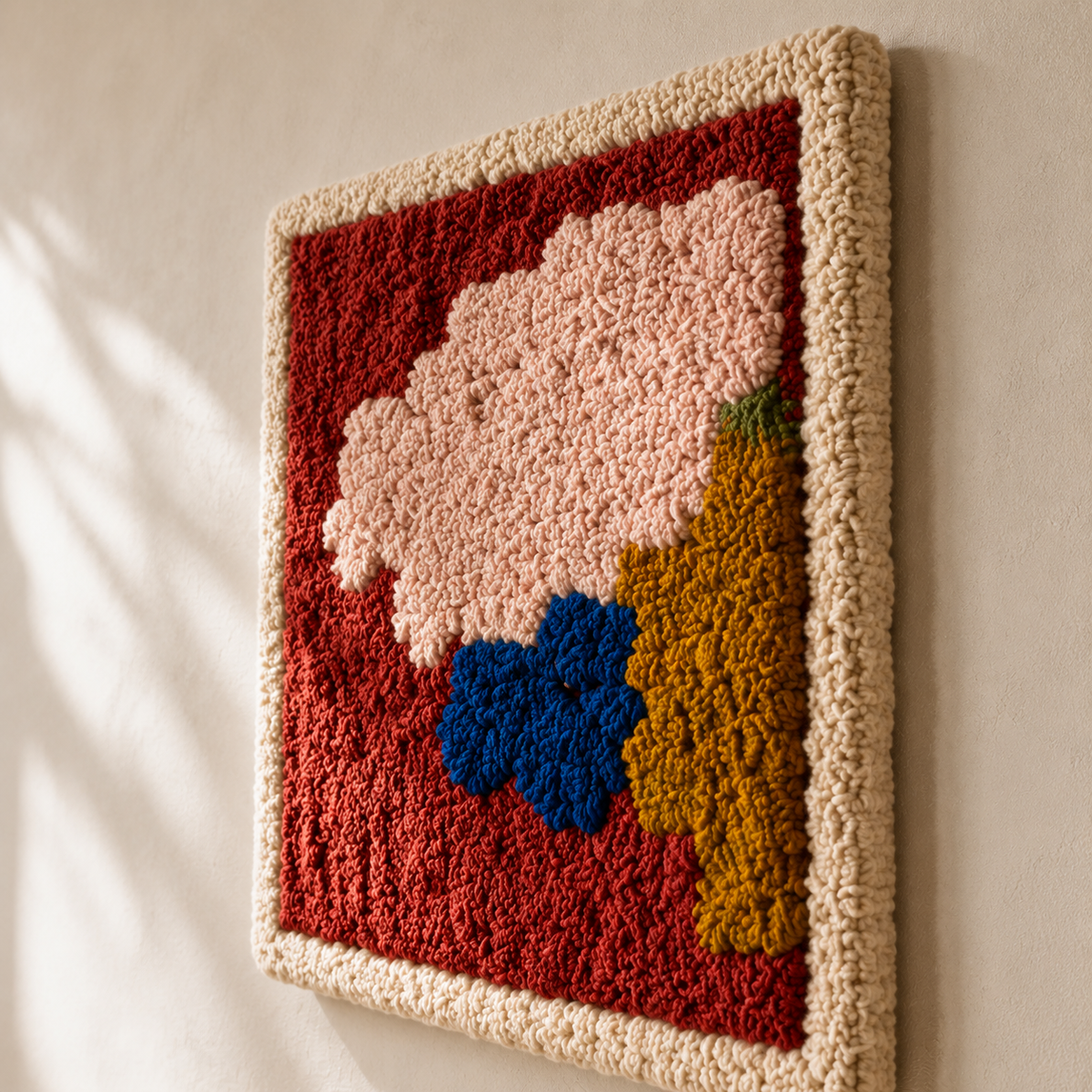 Hewn Earth Cloud Garden wall art featuring a serene cloud design on a textured background, ideal for modern home decor.