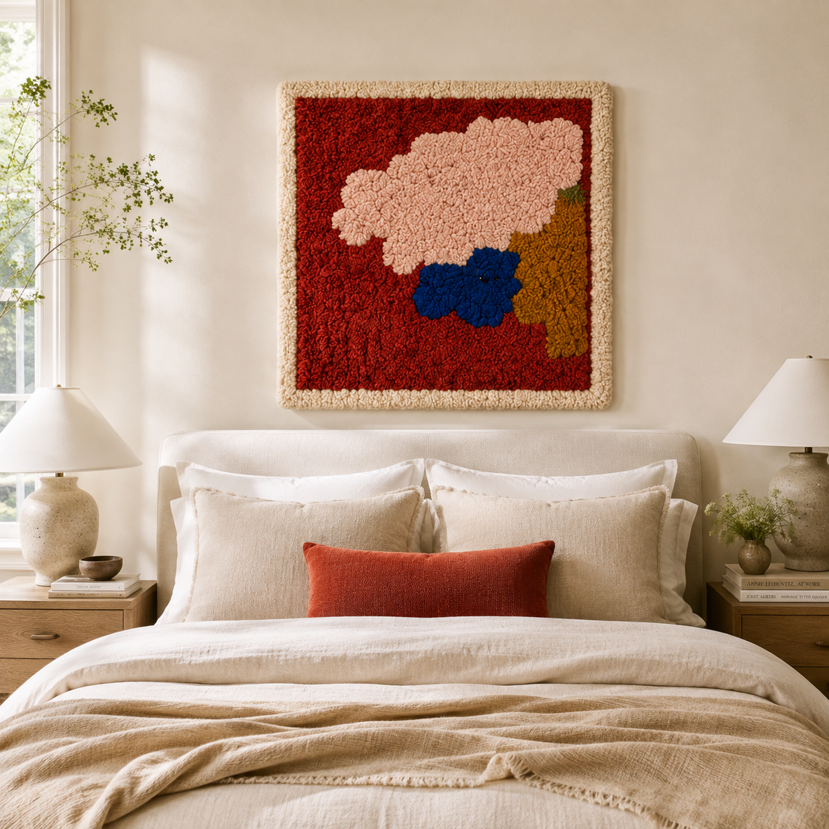 Hewn Earth Cloud Garden wall art featuring a serene, abstract cloud design in soft tones on a textured background.