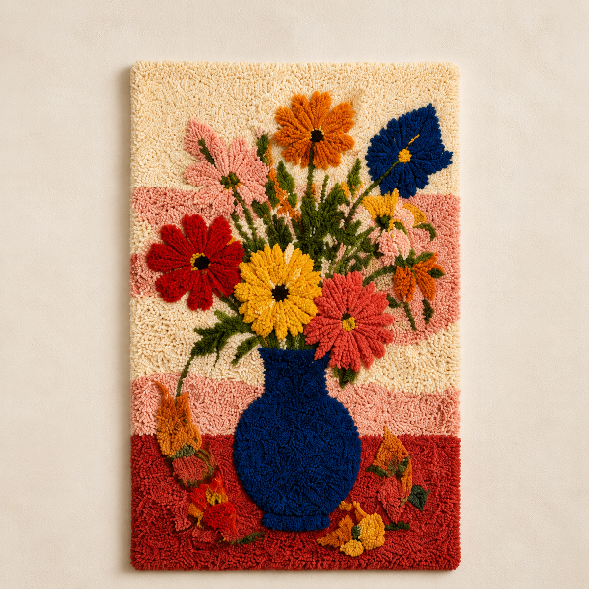 Hewn Earth wall art featuring a vibrant field bouquet with colorful flowers in a natural, artistic display.