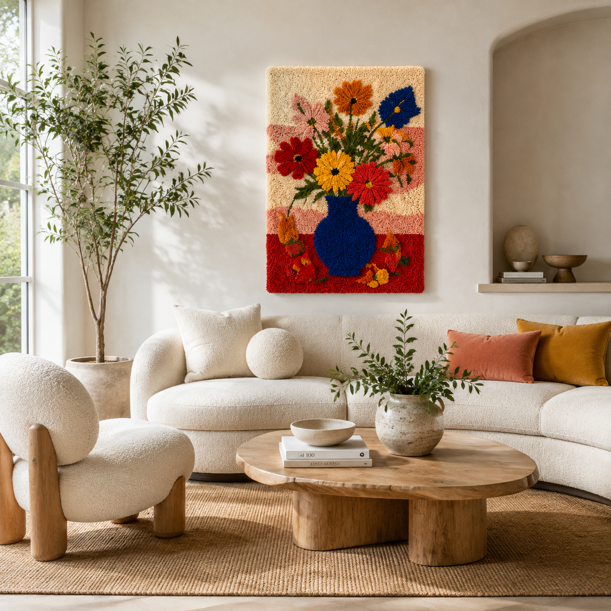 Hewn Earth Field Bouquet wall art featuring vibrant, natural floral arrangement in a rustic style for home decor.