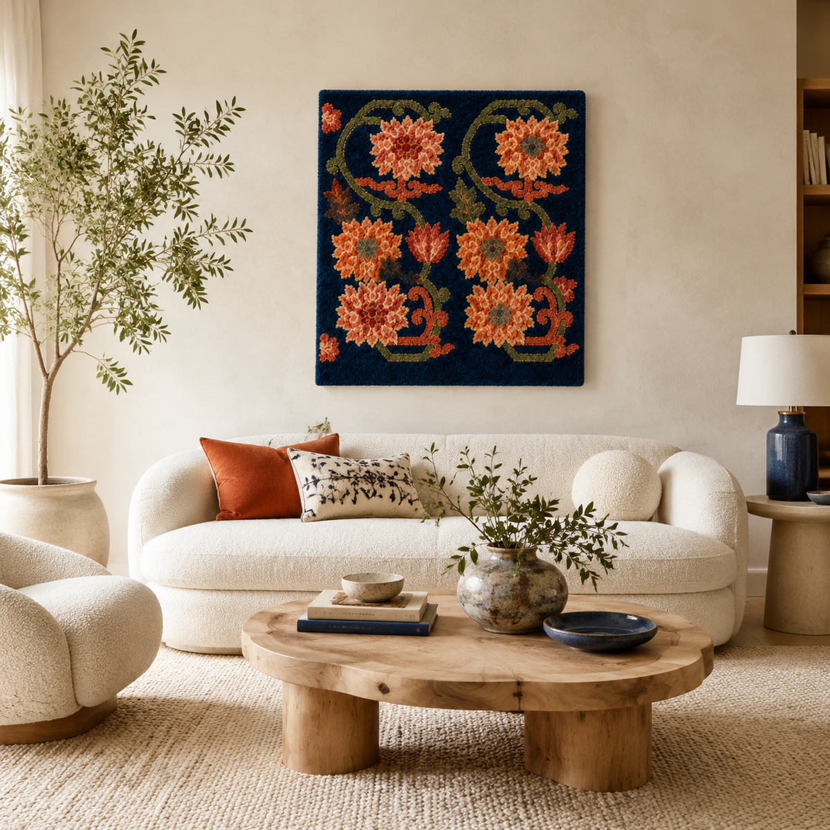 Close-up of Hewn Earth Midnight Medallion wall art featuring intricate patterns and detailed craftsmanship on a textured surface.