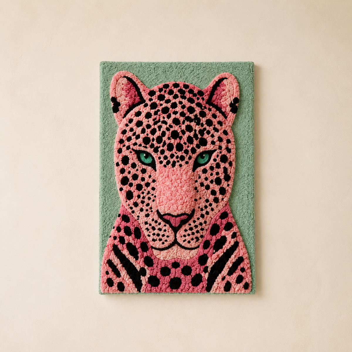 Rose Leopard wall art by Hewn Earth featuring a vibrant leopard design with rose accents, suitable for modern home decor.