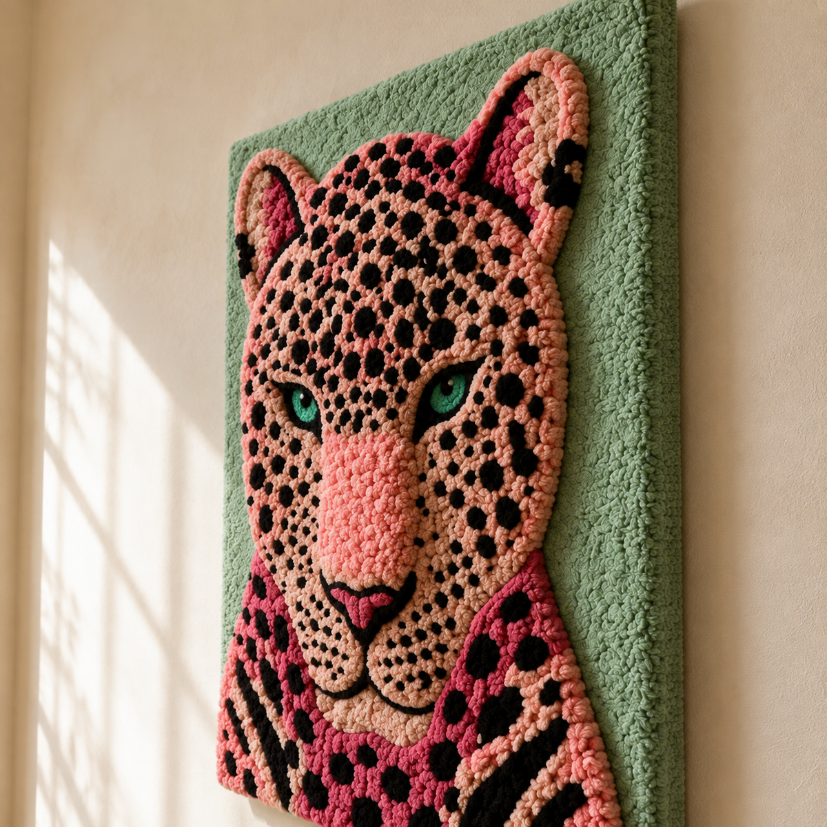 Rose Leopard wall art by Hewn Earth featuring a vibrant floral and animal leopard design on a textured background.