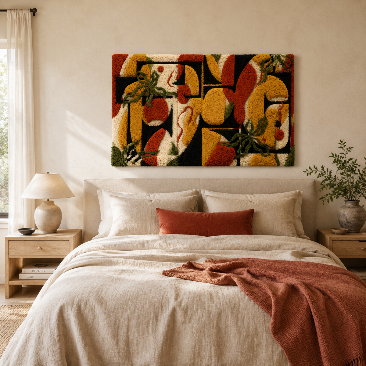 Hewn Earth Botanical Collage wall art featuring vibrant pressed flowers and greenery in a natural, artistic display.