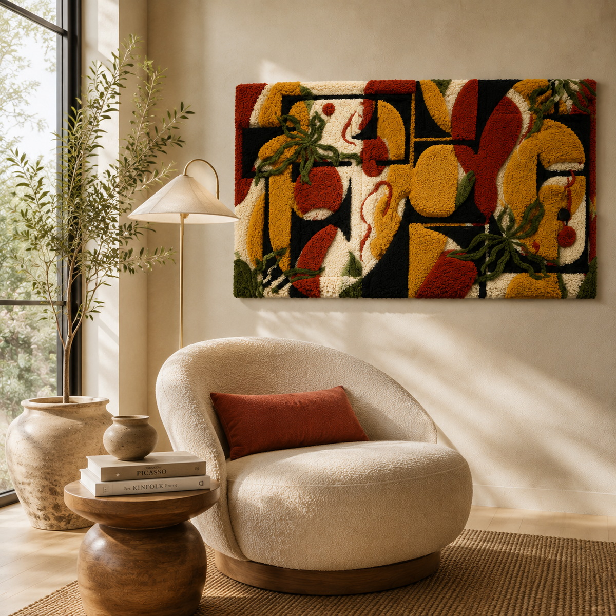 Hewn Earth Botanical Collage wall art featuring a vibrant mix of pressed flowers and greenery in a natural botanical design.
