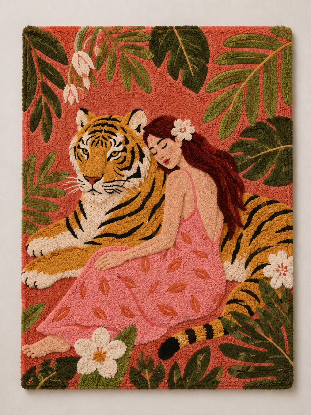 Hewn Earth Tiger and Muse wall art featuring a detailed tiger and muse illustration on a neutral background.