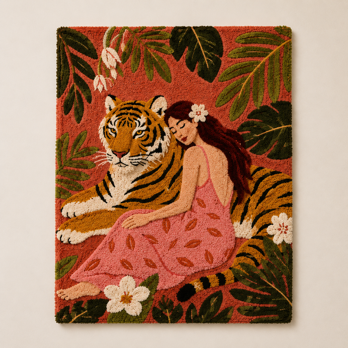 Hewn Earth Tiger and Muse wall art print featuring a detailed tiger illustration on a neutral background.