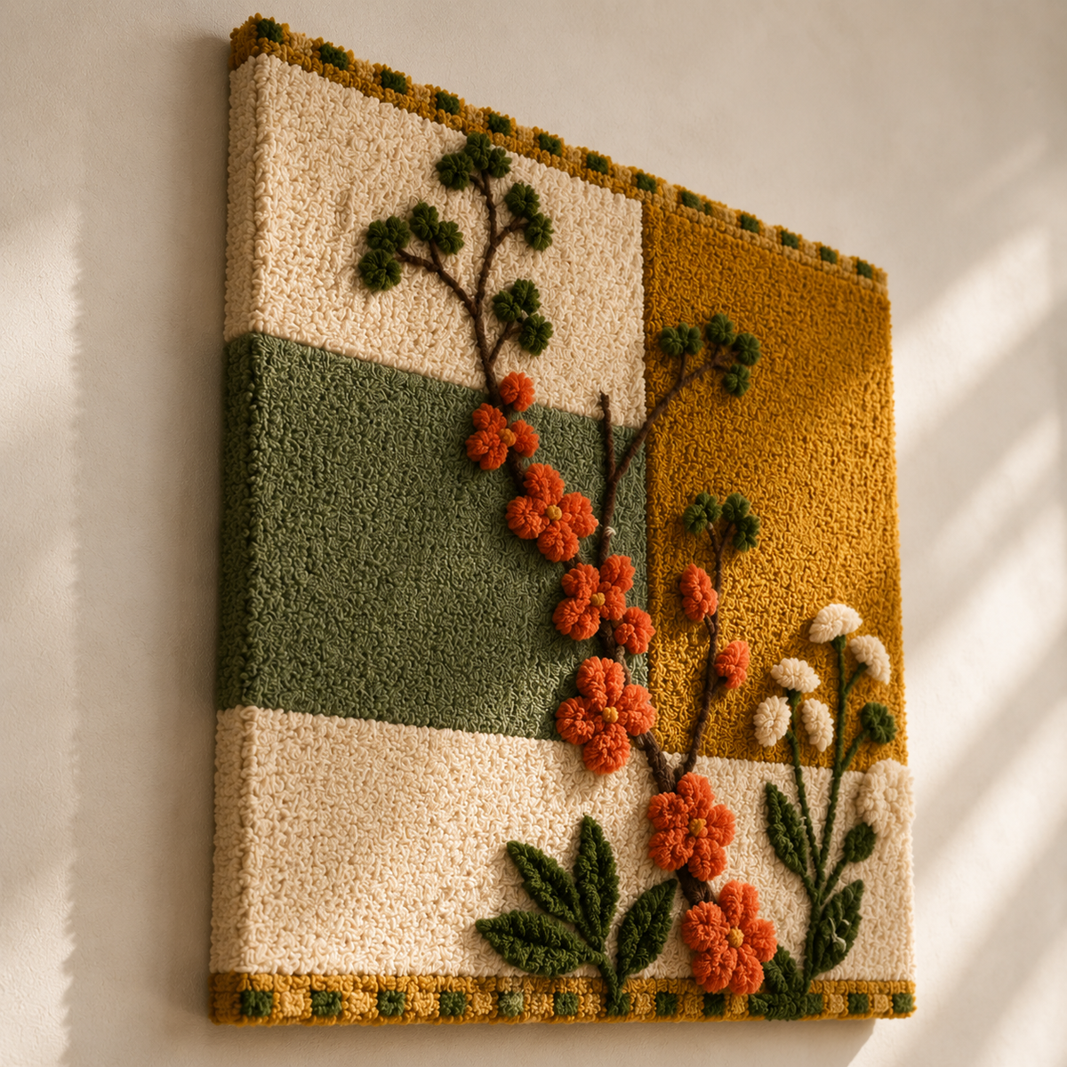 Night Bloom wall art by Hewn Earth featuring a vibrant, detailed floral design on a textured canvas.