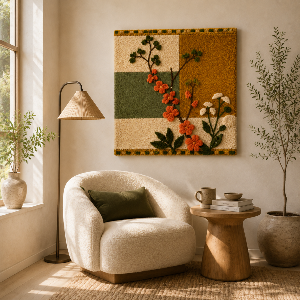 Night Bloom wall art by Hewn Earth featuring vibrant floral design on a textured canvas.