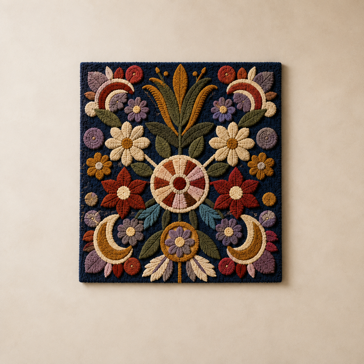 Close-up of Hewn Earth Blue Iris Study wall art featuring detailed blue iris flower artwork on textured background.