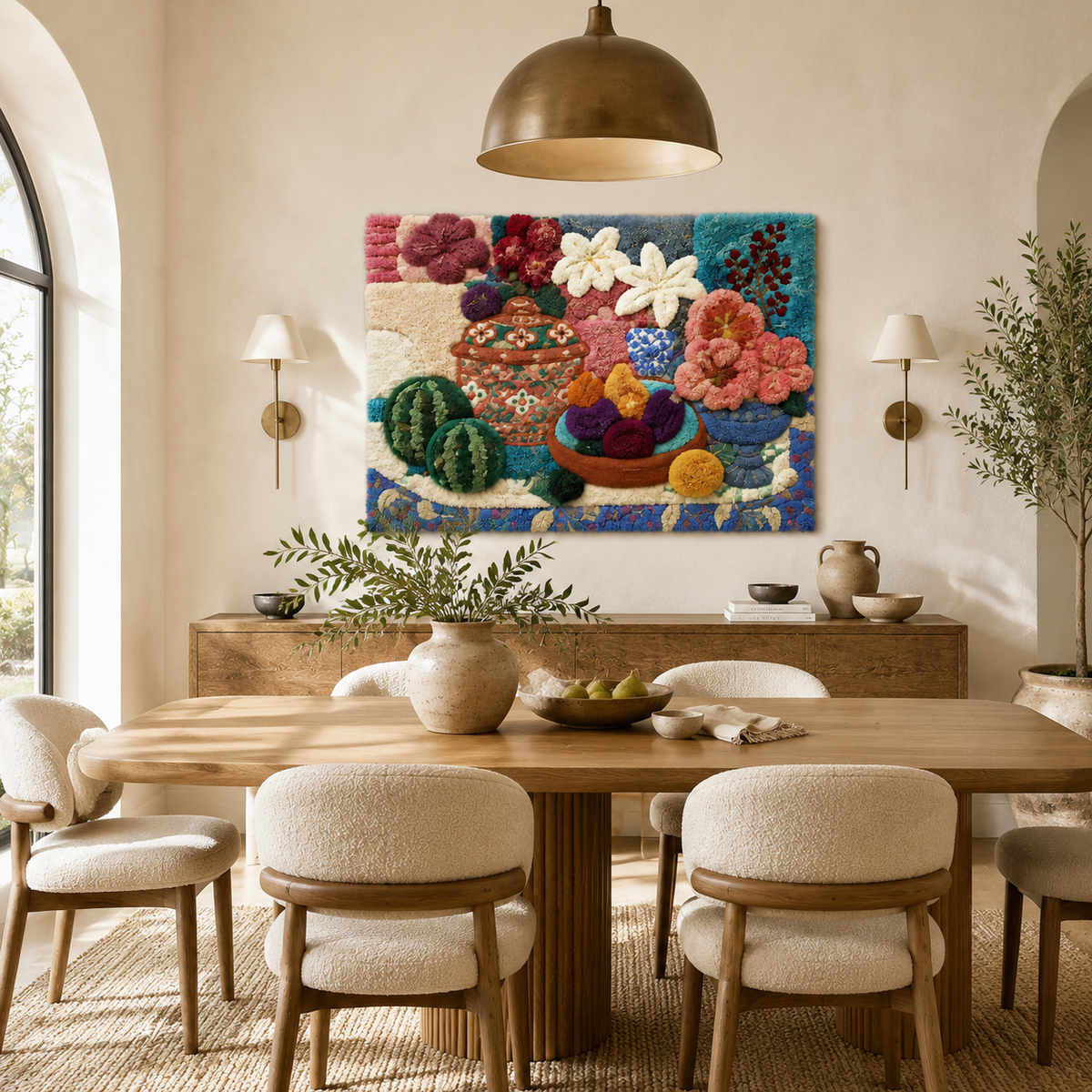 Hewn Earth Tile Rosette wall art featuring intricate textured design on a neutral background.