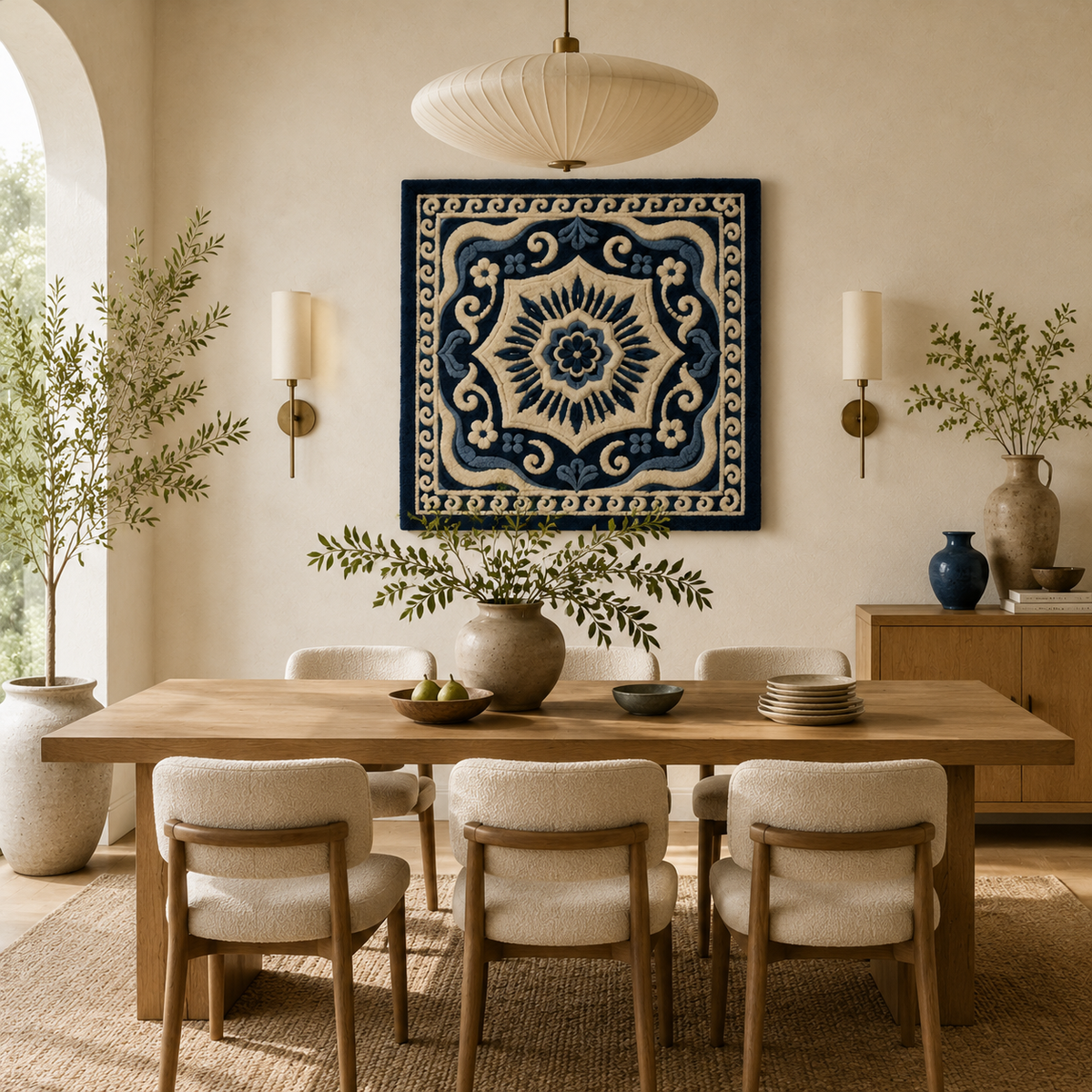 Hewn Earth Riverbend Autumn wall art featuring warm autumn colors and textured landscape scene on canvas.