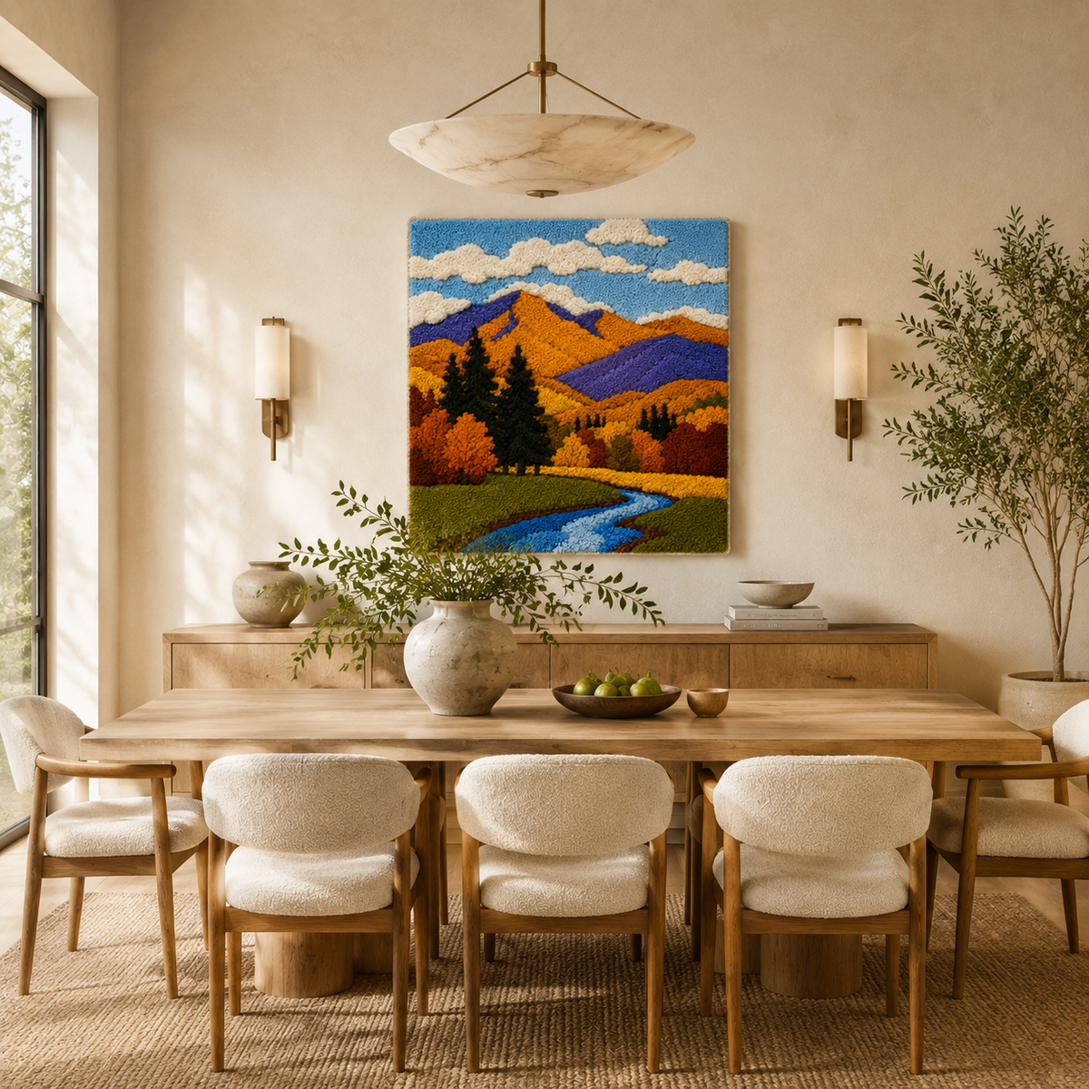 Hewn Earth Lotus Mandala wall art featuring intricate circular design in earthy tones for home decor.