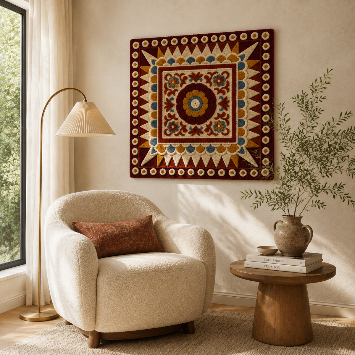 Close-up of Hewn Earth Animal Chorus wall art showcasing detailed animal illustrations on a textured background.