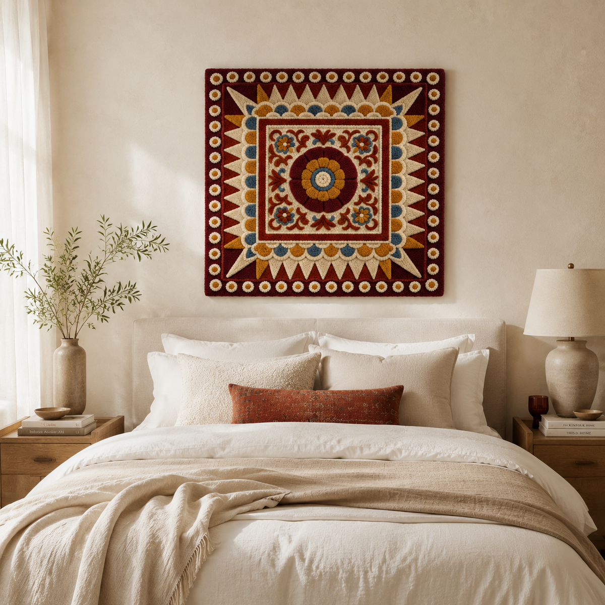 Colorful Animal Chorus wall art by Hewn Earth featuring a vibrant, detailed illustration of various animals on a wooden background.