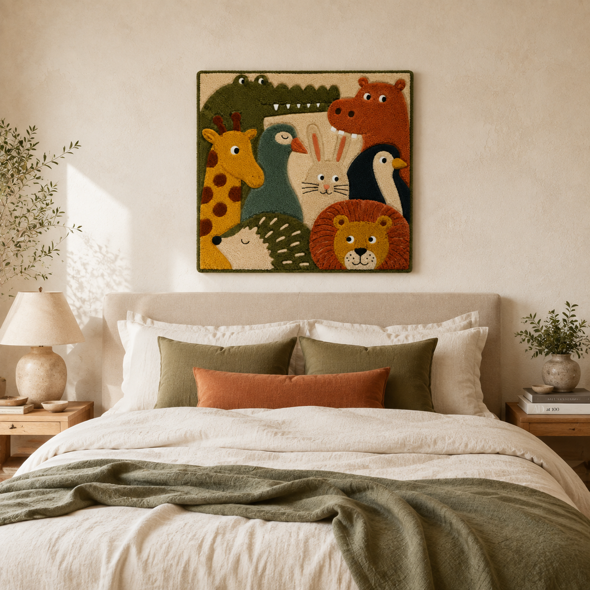 Blue horse wall art by Hewn Earth showcasing a vibrant blue horse illustration on a neutral background.
