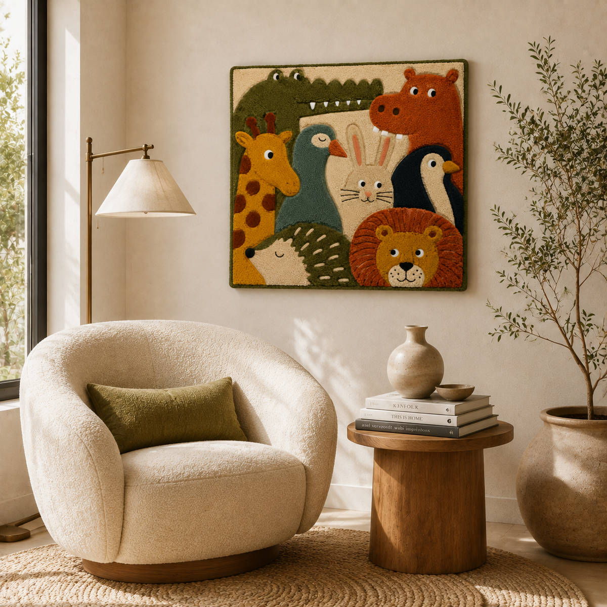 Blue horse wall art by Hewn Earth featuring a stylized blue horse illustration on a neutral background.