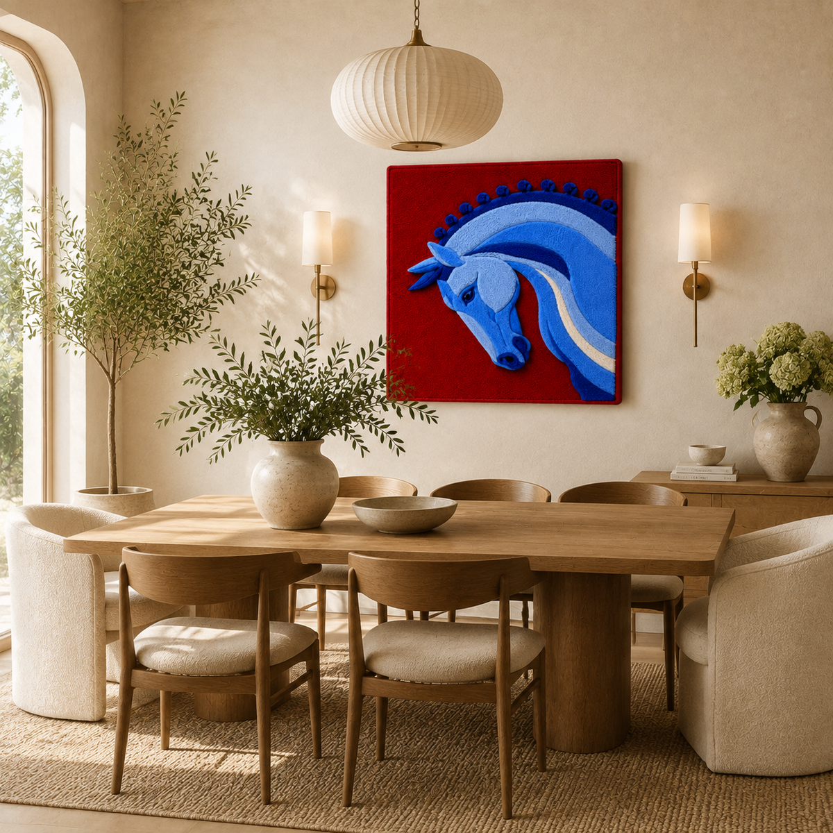 Hewn Earth floral vessel wall art featuring a decorative ceramic vessel with vibrant floral design on a neutral background.