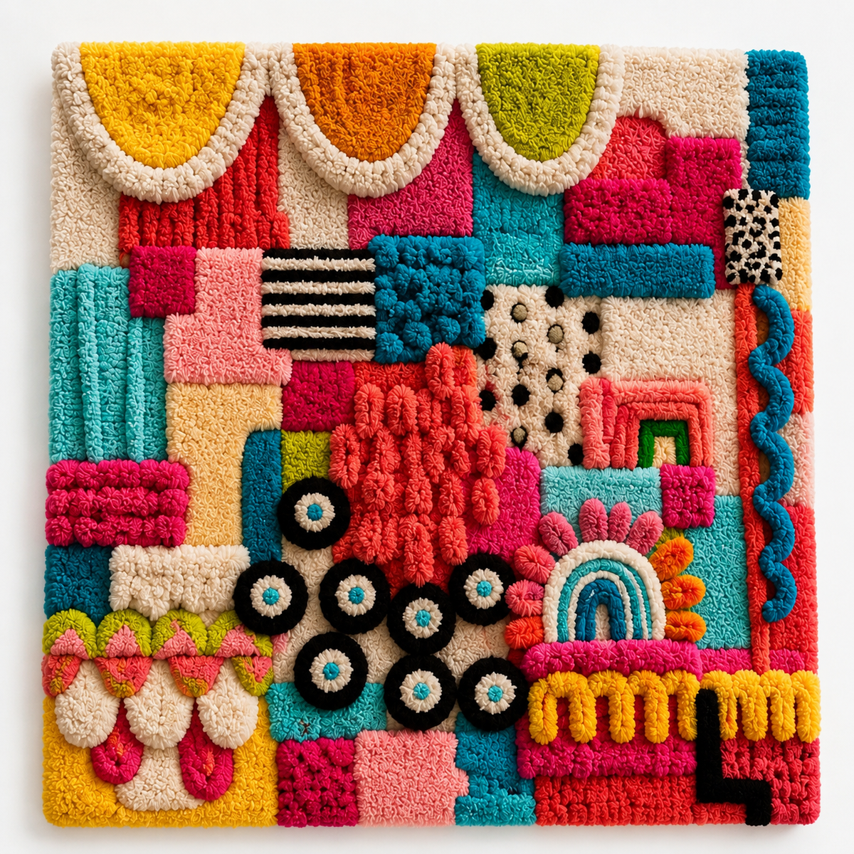 Hewn Earth Gallery Figures wall art with abstract geometric designs displayed on a room wall.