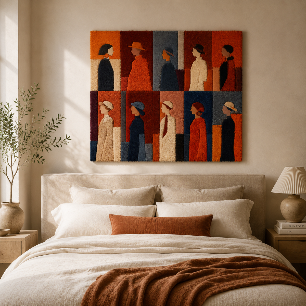 Hewn Earth Embrace wall art featuring a textured, earthy-toned abstract design on a canvas for modern home decor