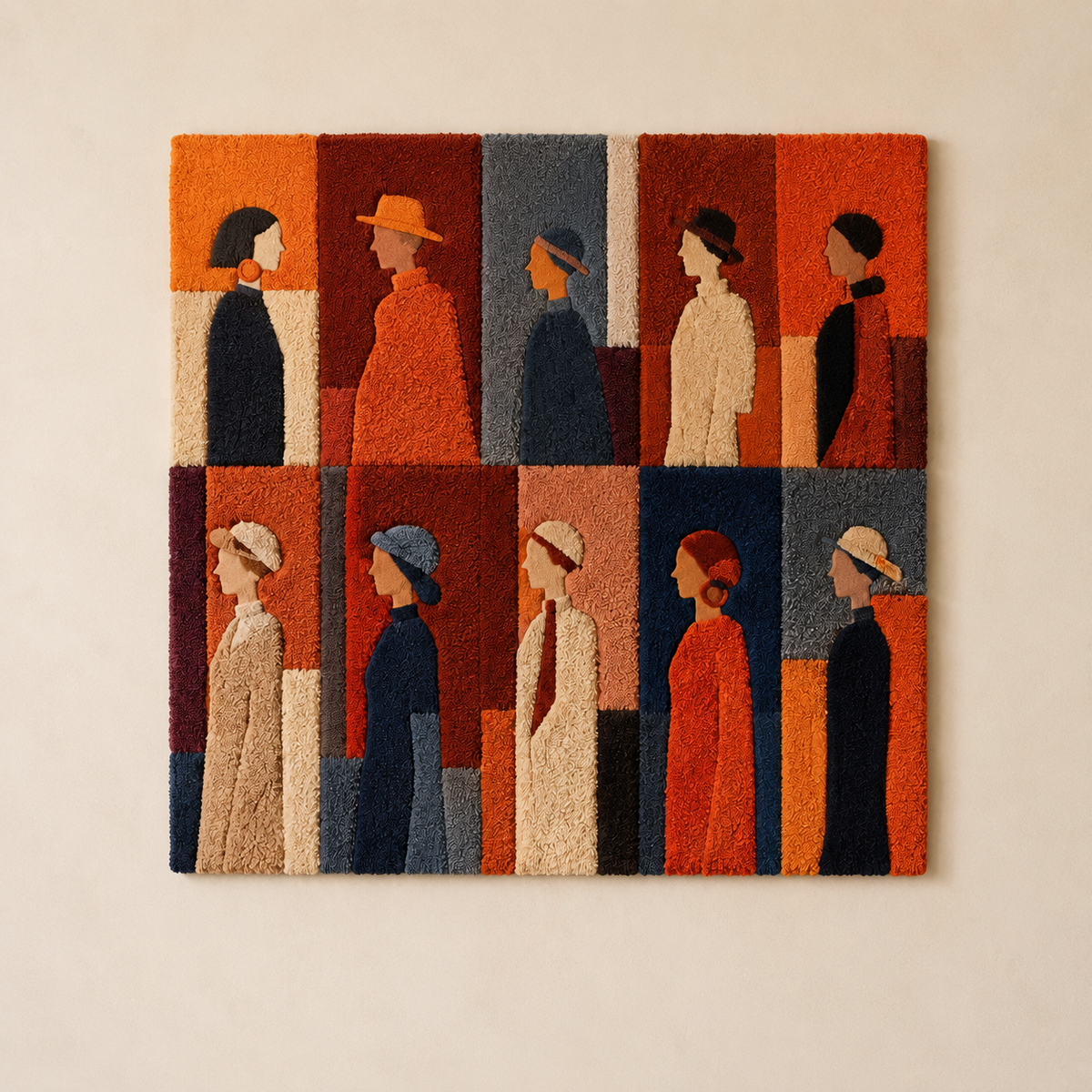 Hewn Earth Embrace wall art featuring a serene, abstract design in soft earth tones on a textured canvas.